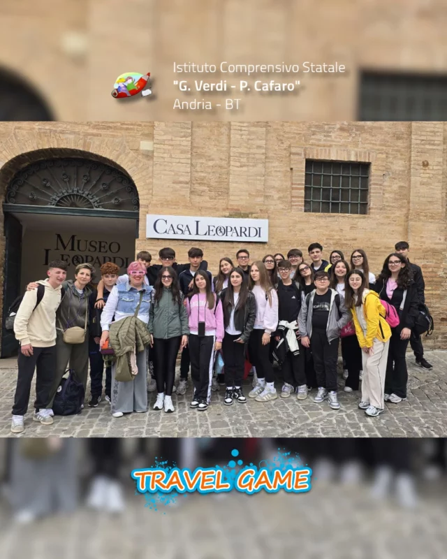 🎒 Ci sono viaggi che insegnano più di mille lezioni.
L’Istituto Verdi-Cafaro di Andria sta vivendo in questi giorni un’esperienza che unisce la scoperta alla meraviglia, l’apprendimento all’emozione pura.

Dai versi di Leopardi a Recanati ai mosaici senza tempo di Ravenna, passando per le fortezze medievali di San Leo e San Marino... Ogni tappa è un’occasione per guardare la storia con occhi nuovi e per crescere, insieme.

📚 Il Romagna & Marche Experience non è solo cultura, è contatto umano, stupore, partecipazione.
Ed è ancora tutto da vivere.

Grazie ai docenti e agli studenti per l’entusiasmo con cui stanno affrontando ogni momento di questo percorso.

👉 Scopri come partecipare con la tua scuola su www.travelgame.it

#TravelGame #RomagnaMarcheExperience #StudentiInViaggio #VerdiCafaro #EsperienzeCheRestano #CulturaInMovimento #ViaggiDiIstruzione #ScuolaInCammino #DidatticaViva